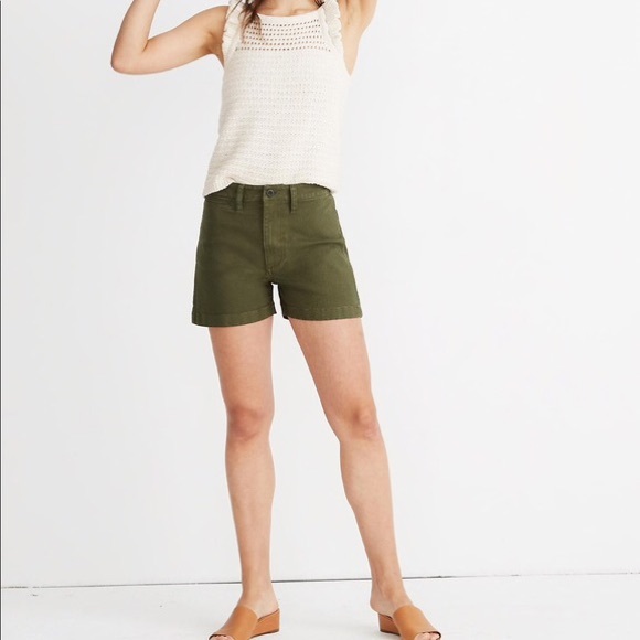 Madewell | Emmett High Waisted Shorts Loden Green - Picture 2 of 9